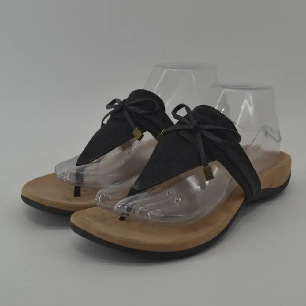 Vionic Black and Tan Comfort Thong Sandals